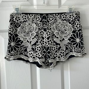 Cute White and Black Floral Shorts